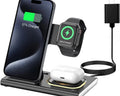 3 in 1 Foldable Charging Station Compatible with Apple Products,Fast Wireless Charger Travel Dock Adapter&Light for Iphone 15 14 13 12 11 Pro Max,Watch 9 8 7 6 5 4 3 2 Se and Airpods,Black
