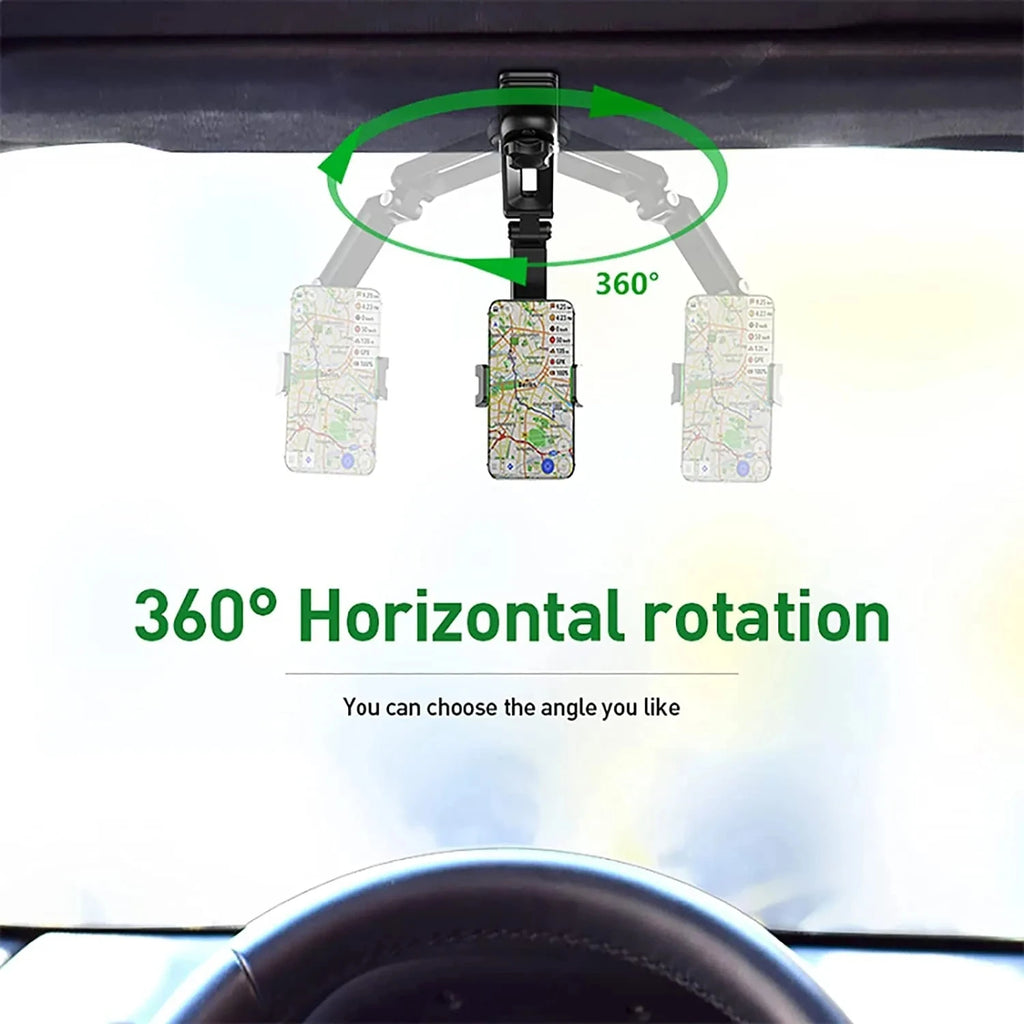 Multifunctional 360° Rotating Sun Visor Phone Holder for Car - Compatible with iPhone, Samsung, and Android Devices