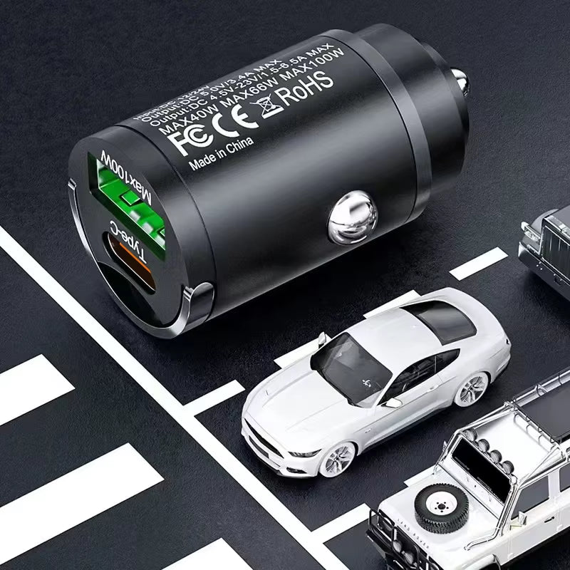 100W USB Car Charger Dual Ports Fast Charging Car Phone Charger for Iphone Samsung Xiaomi Quick Charge 3.0 Type C Charger in Car