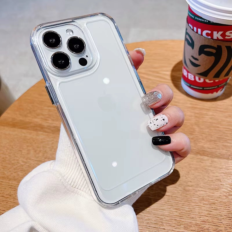 Luxury Transparent Shockproof Armor Case for Iphone 17 Air 16 15 14 plus 13 12 Mini 11 Pro Max Clear Bumper Hard Acrylic Cover