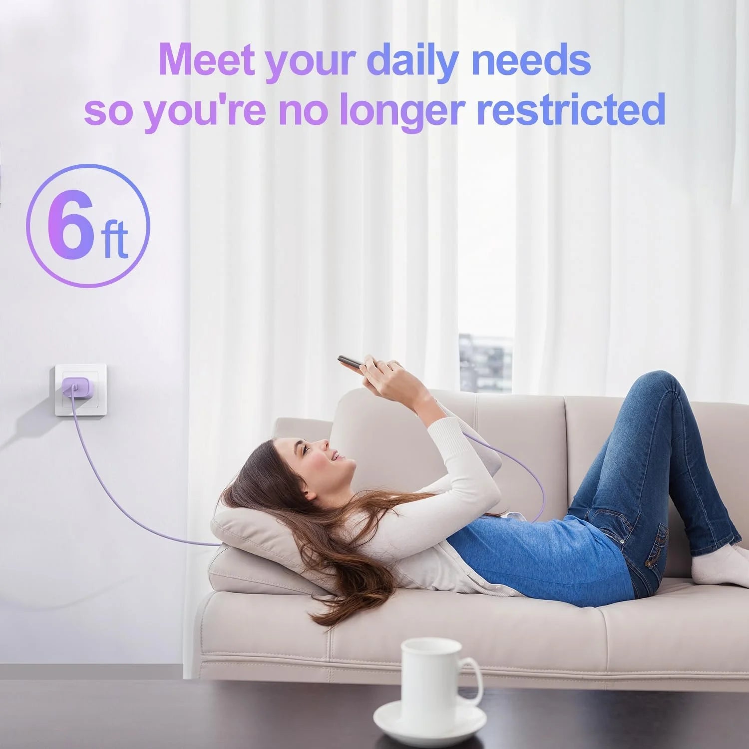 Iphone Charger [Apple Mfi Certified] 2 Pack 20W PD USB C Wall Charger with 6Ft Fast Charging Cables Compatible with Iphone 14/13/12/11 Purple