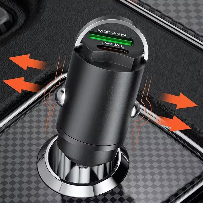 100W USB Car Charger Dual Ports Fast Charging Car Phone Charger for Iphone Samsung Xiaomi Quick Charge 3.0 Type C Charger in Car