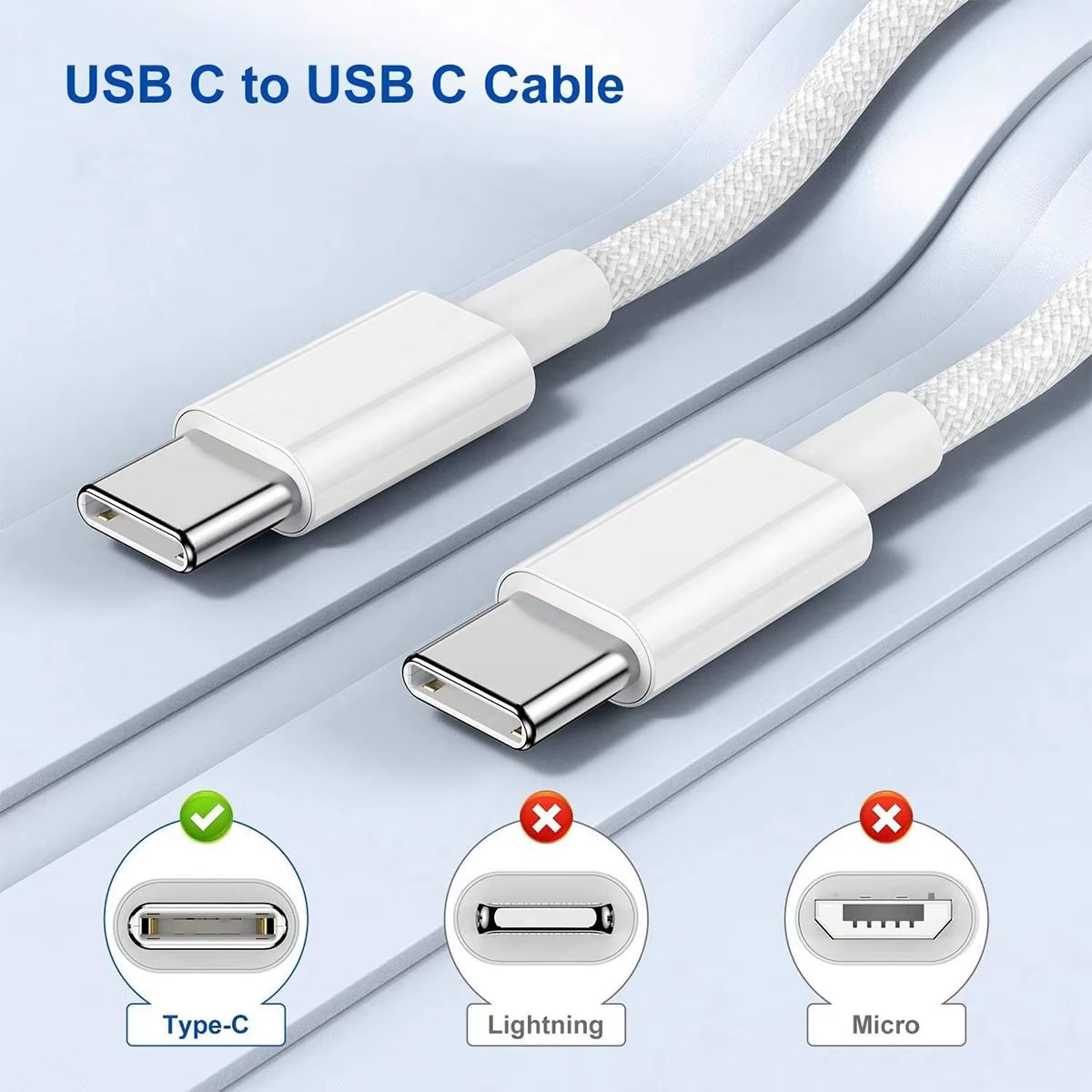 30W Fast Charger Set USB C Port Wall Charging 3.3Ft Type-C Braiding Data Cable for Iphone 16 15 Pro Max plus Ipad Samsung Xiaomi