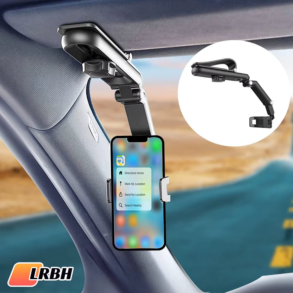 Multifunctional 360° Rotating Sun Visor Phone Holder for Car - Compatible with iPhone, Samsung, and Android Devices