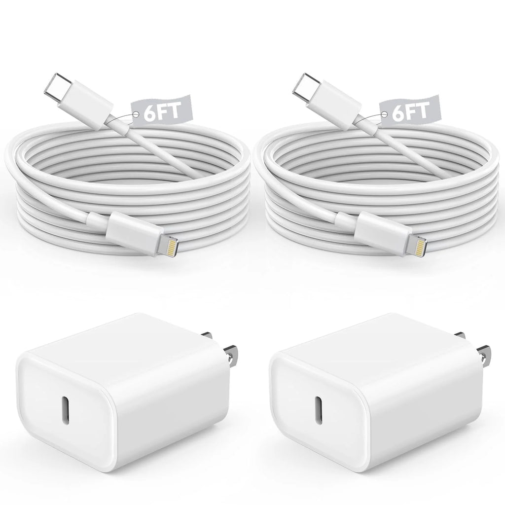USB C Charger,2Pack 20W Fast Charging Block with 2 Pack 6FT Cable Compatible with Iphone 14 13 12 11 Pro Max XR XS X,Ipad Case