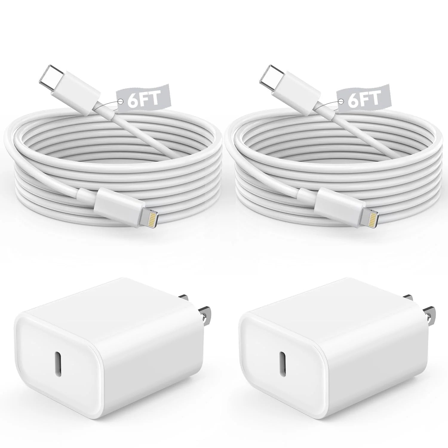 USB C Charger,2Pack 20W Fast Charging Block with 2 Pack 6FT Cable Compatible with Iphone 14 13 12 11 Pro Max XR XS X,Ipad Case