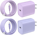Iphone Charger [Apple Mfi Certified] 2 Pack 20W PD USB C Wall Charger with 6Ft Fast Charging Cables Compatible with Iphone 14/13/12/11 Purple
